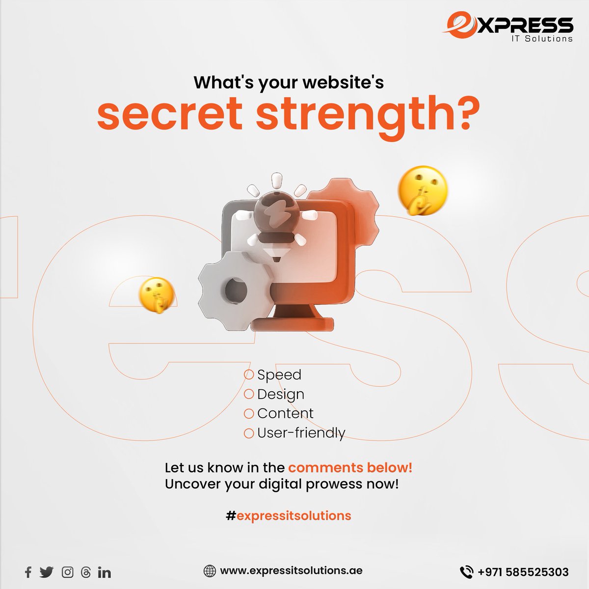 expressit_solns's tweet image. Share your website&apos;s hidden strength in the comments below! Reach out for any assistance – we&apos;re here to enhance your online presence.
.
#expressitsolutions #dubai #webdevelopers #websitedevelopment