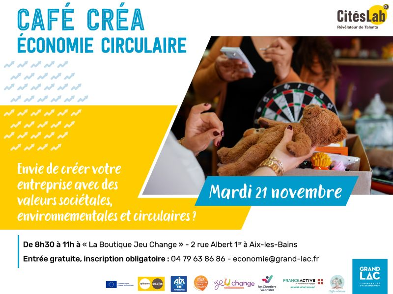 RenaudCharlesFT's tweet photo. [#TousMobilisés] pour l'#entrepreneuriat 

De + en + de porteurs de projets ont des projets en lien avec les valeurs sociétales et environnementales.

@GrandLac_agglo organise à @aixlesbainsfr un café créa "économie circulaire" le 21 novembre
Gratuit mais sur sur inscription ⤵️ https://t.co/6BOdqu3cEW
