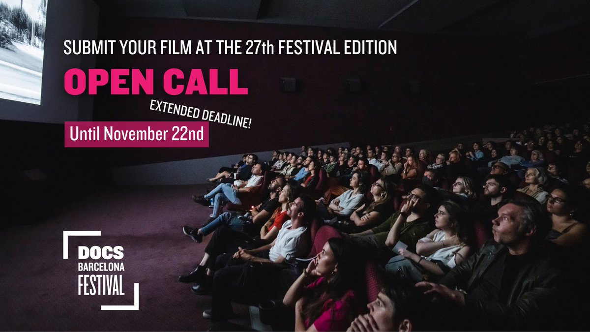 DocsBcnPro's tweet photo. 📣 We have extended the call for feature-length documentaries for the 27th edition of the festival❗️#DocsBcn
🔴 Until November 22nd
👉 https://t.co/X8aK7nzA85 https://t.co/LSQKuxGua8