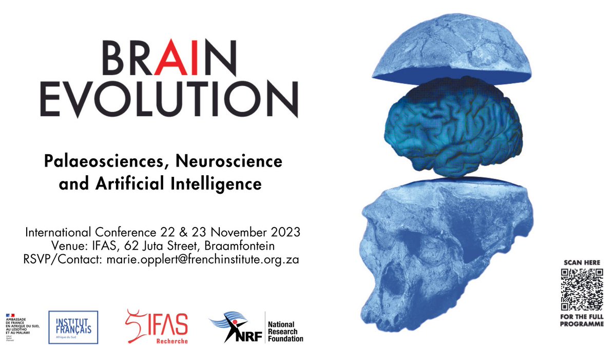 Register now for our International #conference BrAIn Evolution: Palaeosciences, Neuroscience & Artificial Intelligence 📆 22-23 Nov. 📍 IFAS, Johannesburg More info: bit.ly/3QEXZd9