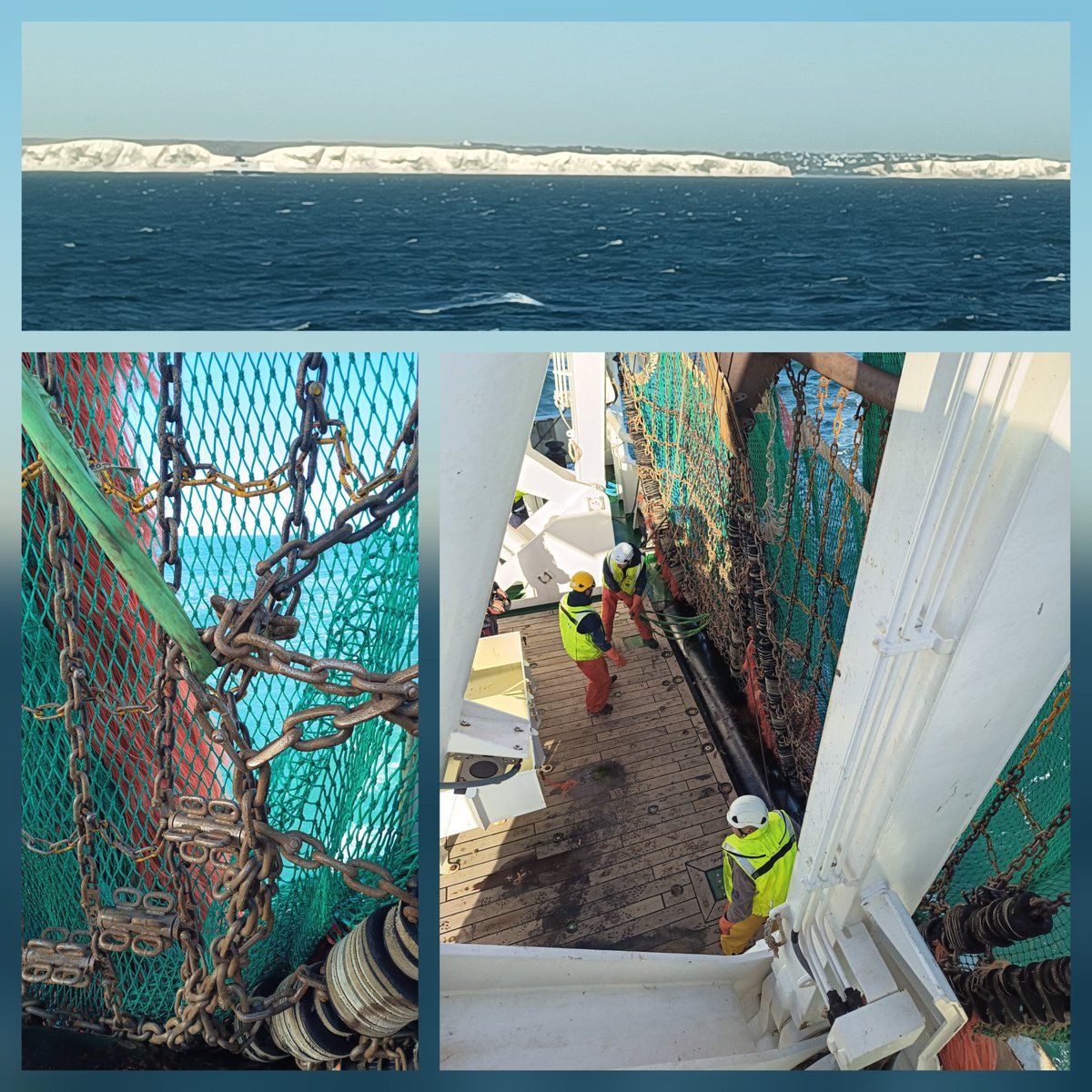 Working now with a view on the beautifull UK coast. More info about the campaign can be found here: odnature.naturalsciences.be/belgica/nl/cam… The beam on the left is a normal one, the beam on the right is one with 'tickers'. @HowBigIsBelgica @ILVOvlaanderen