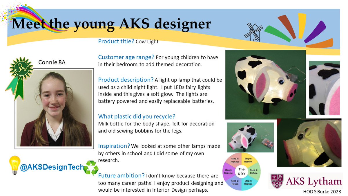 AKSDesignTech's tweet photo. ♻️YR8 PLASTIC UPCYCLING CHALLENGE♻️
#MeetTheAKSDesigners - Read four more #designer profiles from our young #inventors @AKSSchool We continue to share #practical examples all week with the BIG reveal of all 14 #finalists this Friday 🏆 6/10 #ProudTeacher #Recycle #DesignTechRocks https://t.co/s3xe5zjKNP