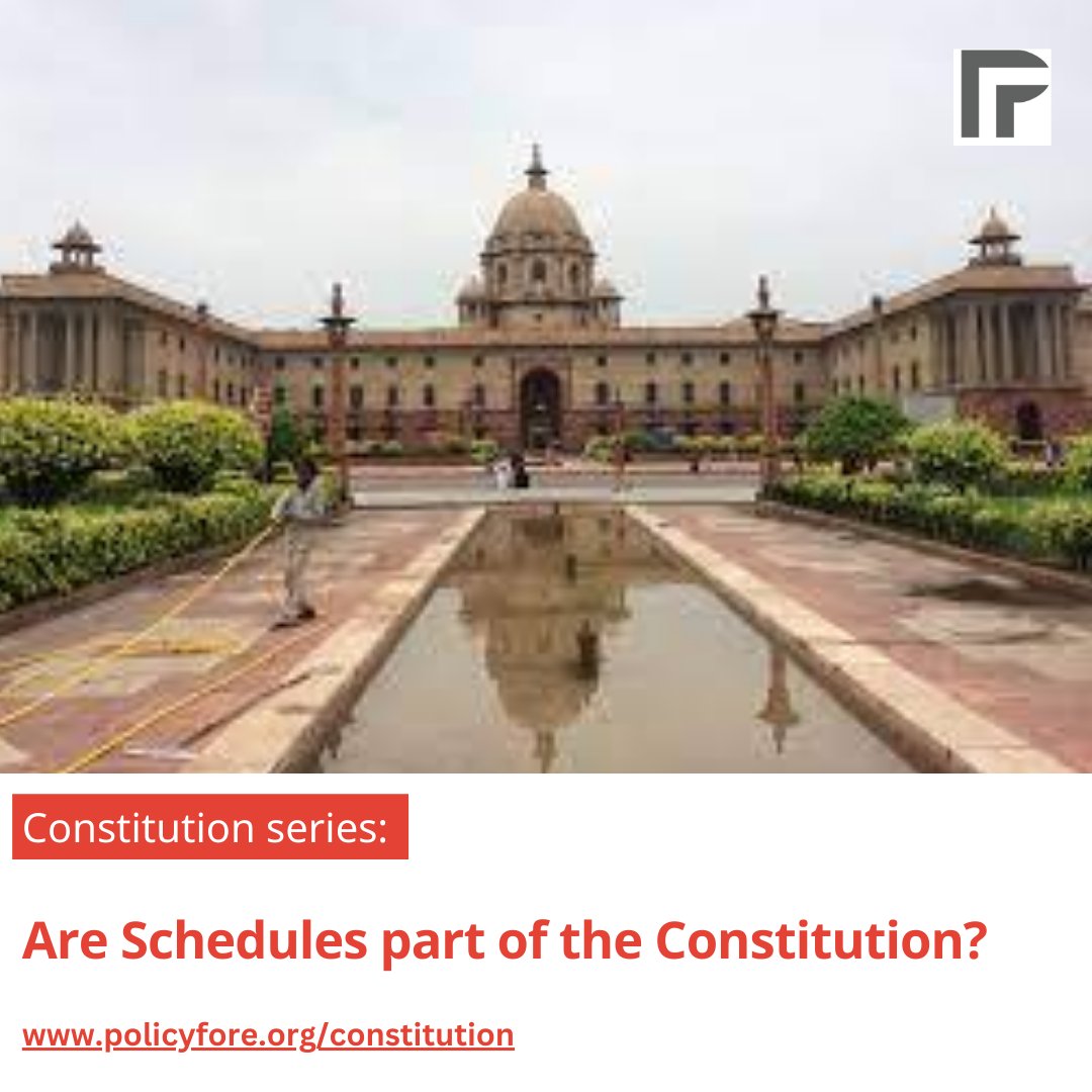 policyfore's tweet photo. The significance of the schedules in the Indian constitution is manifold. 
Read about the latest section of the series on the Constitution, "Are Schedules Part of the Constitution?" at, https://t.co/f0bbl1LzqX
#constitution #India #series #policyfore #constitutionofindia https://t.co/cuM8xNT8Gt