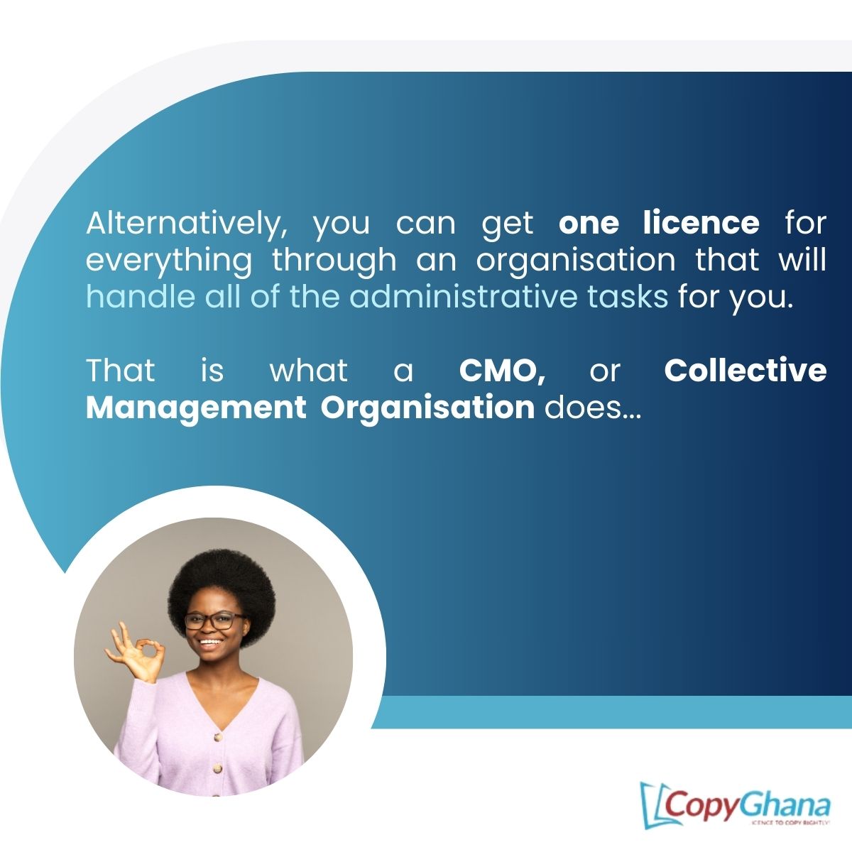 CopyGhana's tweet photo. As a text and image-based #CMO, @CopyGhana  is dedicated to ensuring that users have access to copyright protected works under fair conditions. In this post, let’s learn about what CMOs are and their role in fostering the creative ecosystem
#copyright #intellectualproperty #law https://t.co/F4lA013lqk