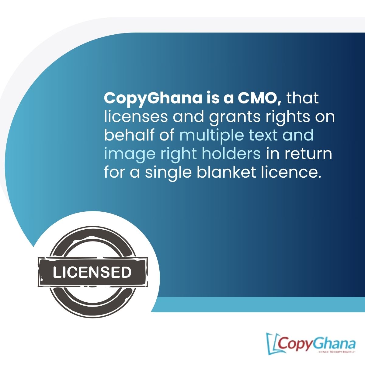 CopyGhana's tweet photo. As a text and image-based #CMO, @CopyGhana  is dedicated to ensuring that users have access to copyright protected works under fair conditions. In this post, let’s learn about what CMOs are and their role in fostering the creative ecosystem
#copyright #intellectualproperty #law https://t.co/F4lA013lqk