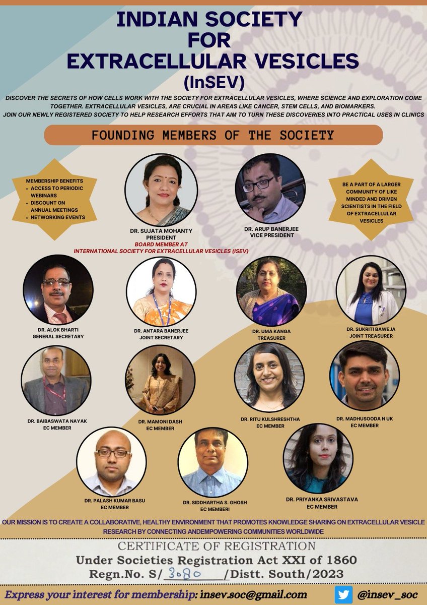 Sujata Mohanty (@drsujatamohant2) on Twitter photo Join Our Newly Registered Society: The Indian Society for Extracellular Vesicles (InSEV)
Let's Come Together & Explore the Secrets and Enigma of EVs via InSEV Platform!
Express your Interest: insev.soc@gmail.com
<a href="/insev_soc/">Indian Society for Extracellular Vesicles</a> Join Our Newly Registered Society: The Indian Society for Extracellular Vesicles (InSEV)
Let's Come Together & Explore the Secrets and Enigma of EVs via InSEV Platform!
Express your Interest: insev.soc@gmail.com
<a href="/insev_soc/">Indian Society for Extracellular Vesicles</a>