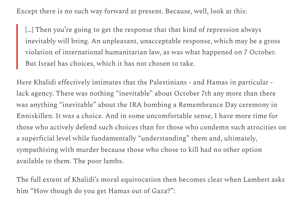 .@alexmassie has written a thoughtful, punchy reaction to our @newstatesman Q&A w Khalidi. alexmassie.substack.com/p/hiding-behin…