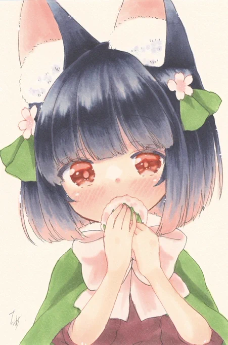 ドローイング(ノンフレーム) 紙の色とスキャナーの性能でスキャン画像不思議な色合いになってる 淡い色飛びがちだから ぜひ現地で見てやってください 桜餅、金平糖、綿飴です    #Sweetsmagic展2