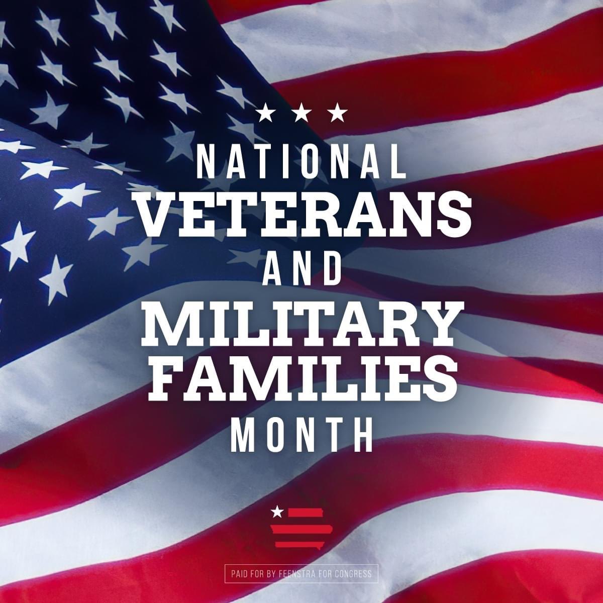 November is National Veterans &amp; Military Families Month.

Our veterans &amp; military families have made incredible sacrifices to protect our freedom &amp; defend our country.

Thank you to our veterans, our military, and their families for keeping America the greatest country on Earth.