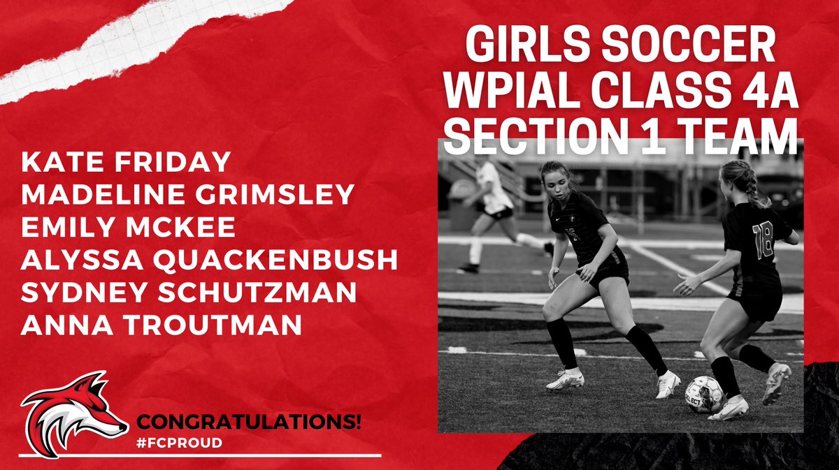 Congratulations to the members of the WPIAL Class 4A Section 1 Team! #FCProud 🦊