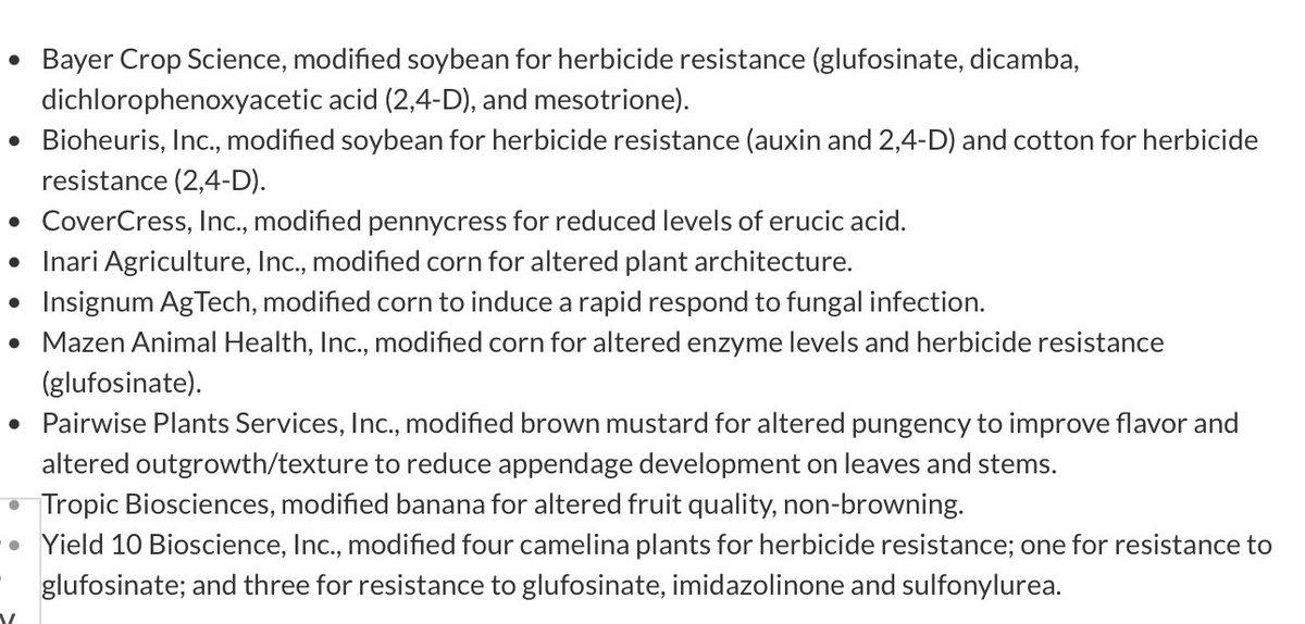 AgBioWorld's tweet image. What’s in the pipeline of GMO &amp;amp; gene edited crops in the USA?     Here, list of those which just got green signal from @USDA_APHIS