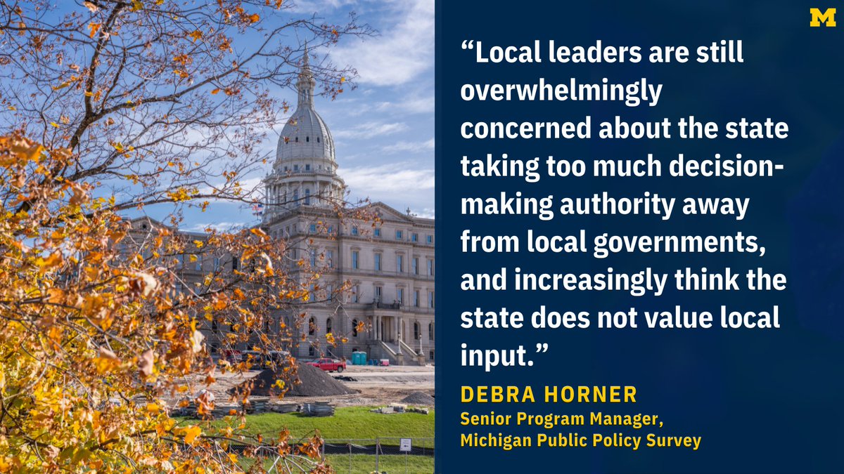 Local government leaders say that challenges continue for state-local relations, according to the latest Michigan Public Policy Survey. More from the survey’s findings from @UMichiganNews: myumi.ch/Dwbe5