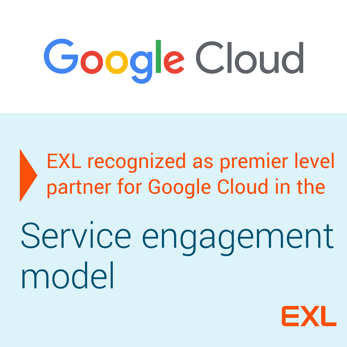 exl_service's tweet photo. We're proud to announce that EXL is now a Premier Level Partner for @GoogleCloud in the Service Engagement Model! 

🔗Learn more in the press release: https://t.co/ZqCukUJP0T
@gcloudpartners #GoogleCloud #GoogleCloudPartners #MakeSenseOfData https://t.co/dTNEBdaUj9
