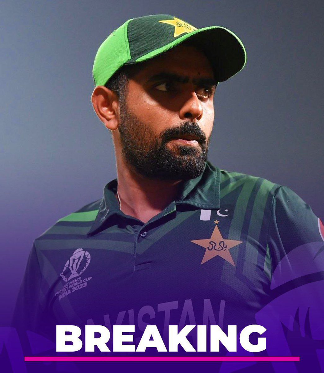 Crick_Desi's tweet photo. 🚨 BREAKING 🚨

Babar Azam steps down as Pakistan captain from all three formats of the game 🏏🇵🇰

#ICCWorldCup #IndiaVsNewZealand #ICCCricketWorldCup https://t.co/uiYFpaVgcw