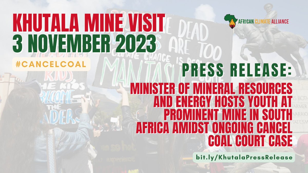 📢 PRESS RELEASE: A group of youth including climate justice activists from across SA visited the Khutala coal mine organised by Minister of Mineral Resources and Energy, Gwede Mantashe, against the backdrop of the historic #CancelCoal court case bit.ly/KhutalaPressRe…