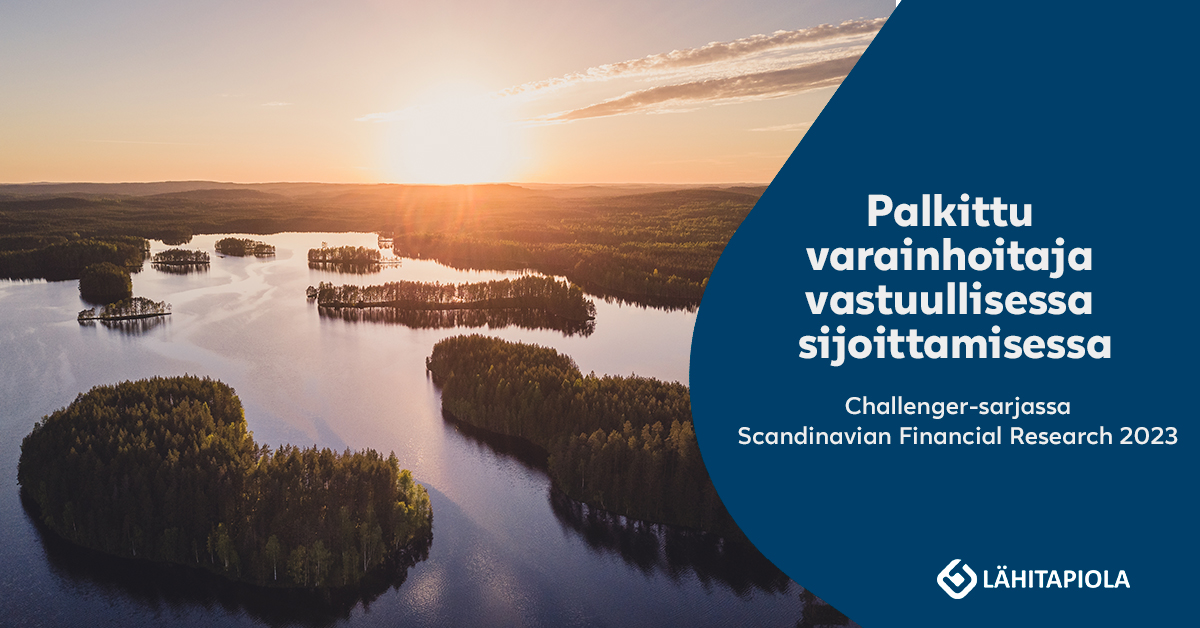 ✨Hyviä uutisia✨

LähiTapiola Varainhoito palkittiin kuudennetta kertaa putkeen vastuullisena varainhoitajana insitutionaalisten asiakkaiden tutkimuksessa (Scandinavian Financial Research, 2018-2023, Challenger-sarja). 🏆 #SFR #vastuullisuus

Lue juttu⬇️
lahitapiola.fi/tietoa-lahitap…