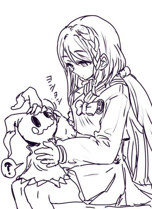 そしてラフ、初めはヘジンちゃんで描いてたんだけど色々変えたくてモンスターズ+を神速さんが好きと知ってこっちに切り替えたというやつ 