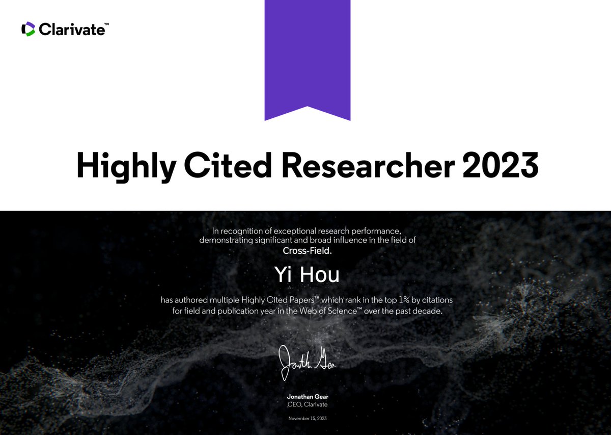 I am honored to have been named one of the @Clarivate Highly Cited Researchers. My heartfelt thanks go to every team member at @NUSingapore and our global collaborators for their vital contributions to this remarkable journey. #HighlyCited2023