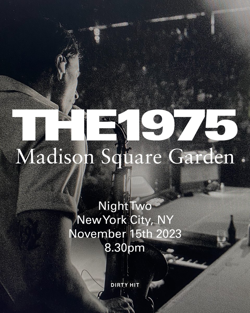 the1975's tweet photo. Madison Square Garden
New York City, New York
15th November 2023
8.30pm
#The1975 https://t.co/oulK9oo0rp