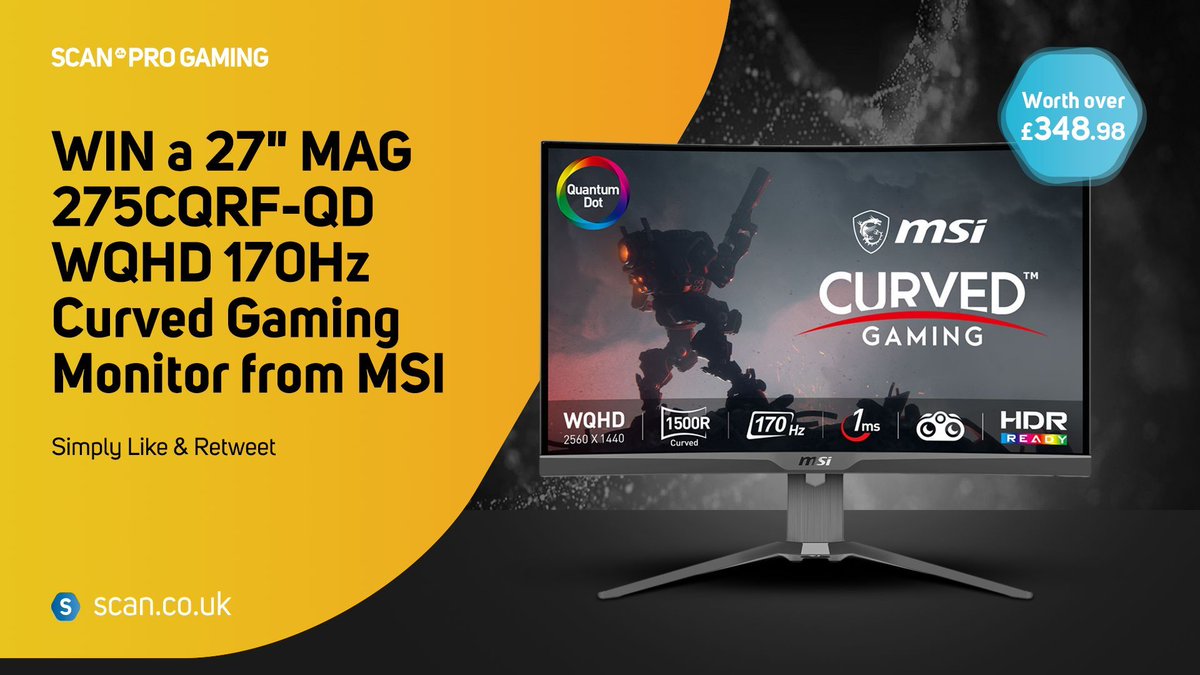 Curve the competition with this 27' MSI MAG 275CQRF-QD Curved Gaming Monitor Simply like and share for a chance to #WIN What game would you be playing first on this? 🤔