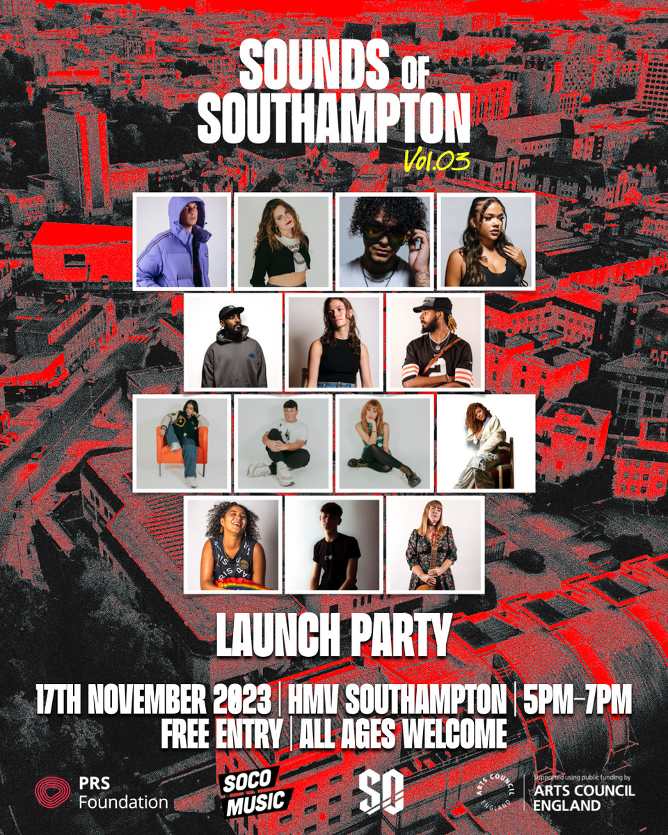 This Friday on 17th of November come through to HMV Southampton to hear our artists perform their tracks from the Sounds of Southampton album vol. 3 📷
Live performances from the artists starting at 5pm until 7pm, free entry open to all ages welcome!