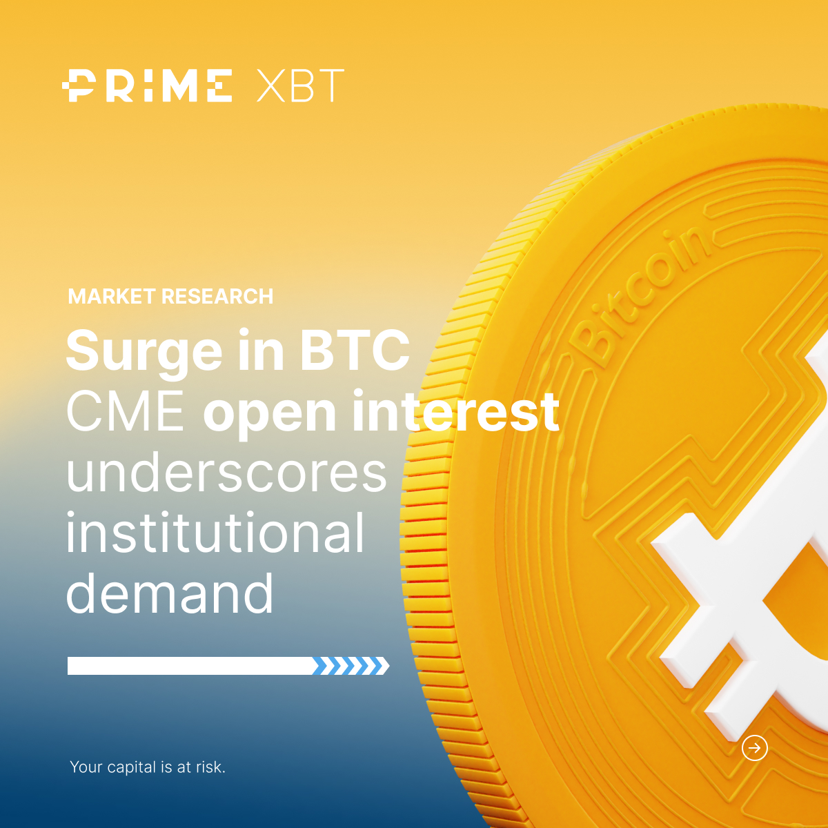 PrimeXBT's tweet photo. As institutional demand spikes, #BTC's open interest soars.

⬛️ Meanwhile, #SOL shrugs off FTX sales, surging 50%! 
���️ Our market report dissects these moves and more, including #MATIC's whale activities. 

The insights await ⤵️