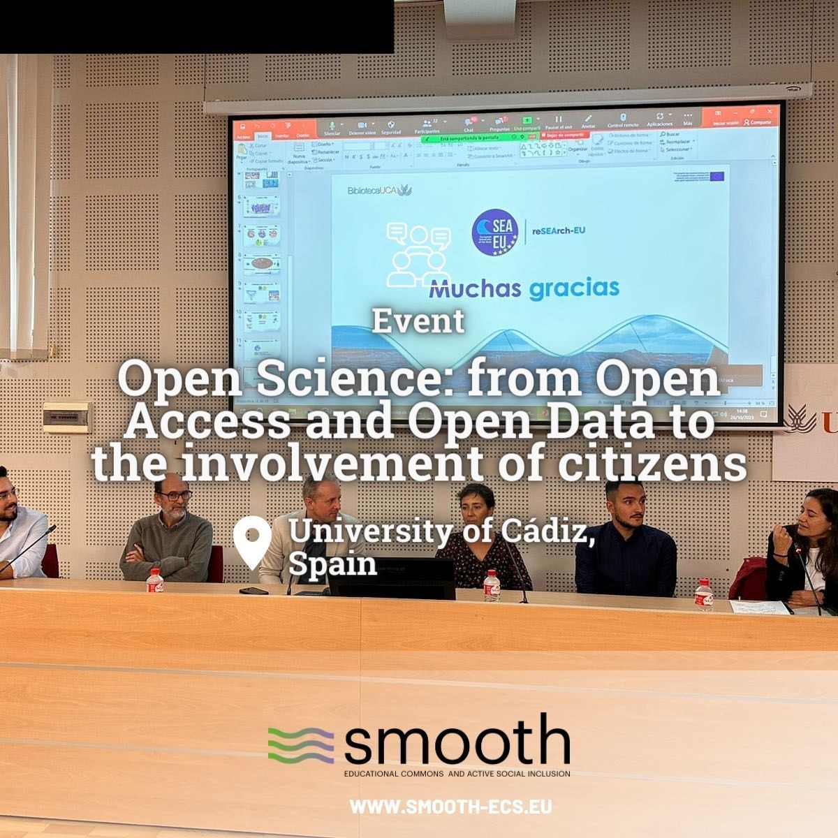 smooth_h2020's tweet photo. Our research team from @univcadiz had the opportunity to participate in the #OpenScienceDay organized by @SeaEuAlliance and @univcadiz. They shared their valuable experiences from their research on the Agüita case study. Check out the event recording 👇 https://t.co/XkZ7gIqw1V https://t.co/YHV72TytpF