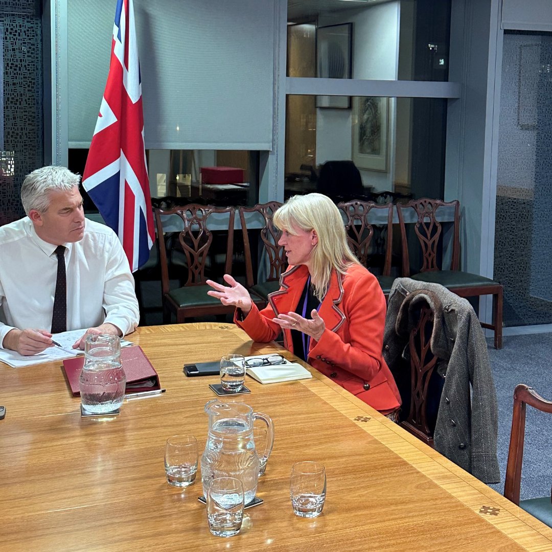 NFUtweets's tweet image. On his first day as Defra Secretary, The Rt Hon Steve Barclay MP met NFU President @Minette_Batters.  They discussed key issues, including food security, SFI, fairness in the supply chain and flooding.