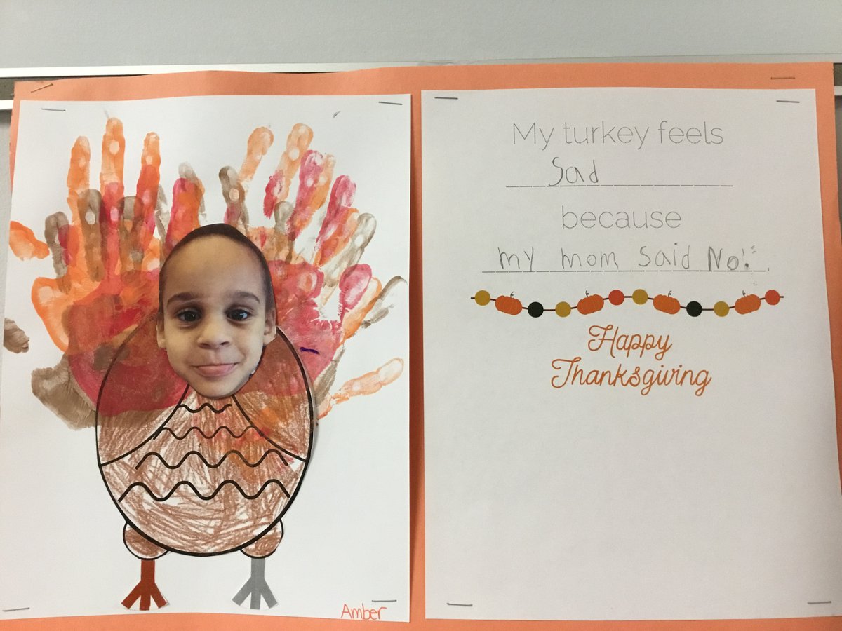 Gobble Gobble! Our little turkeys are feeling different emotions. We are matching our faces to the emotion and stating why we feel that way. #ENLFFE