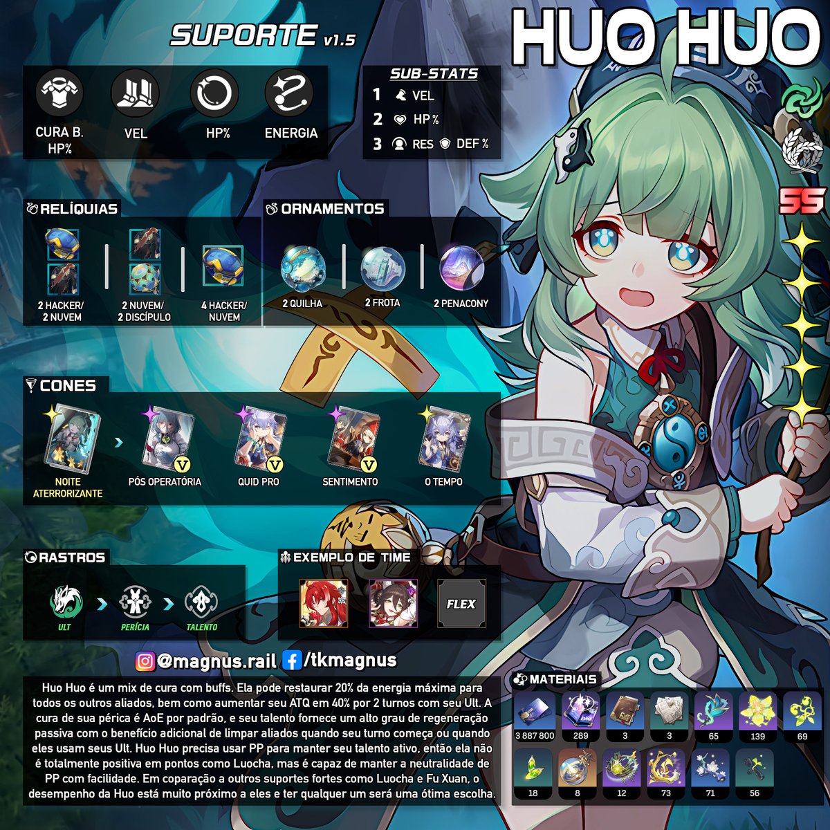 👻 GUIA DA HUO HUO - v1.5

Para mais dicas sobre a build dela, com imagem em alta qualidade, além dos outros personagens, visitem o site:   sites.google.com/view/tk-magnus…

📷 Sigam tb meu insta de builds: instagram.com/magnus.rail 

#Huohuo  #honkaistarrail