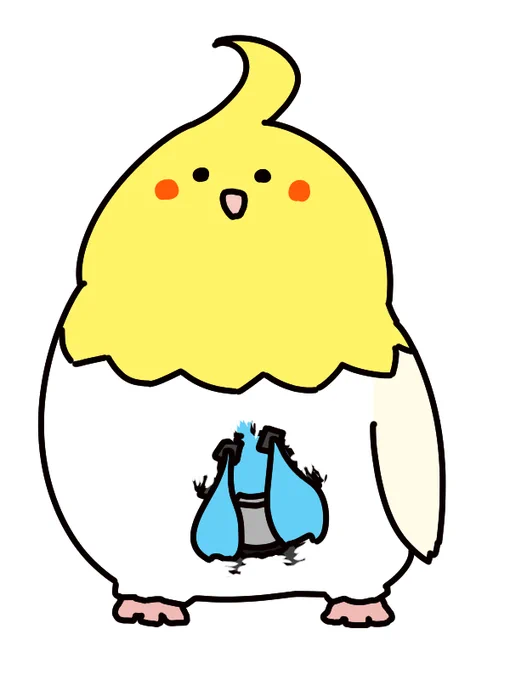 #1日1絵チャレンジ87日目巨大オカメインコに埋もれるミクさん 