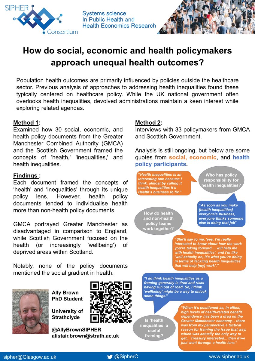 SipherC's tweet photo. Last chance to visit @SipherC posters at @UK_PRP Conf - details on our Synthetic Population, Decision Support Tool, Dynamic Systems Modelling
of the Inclusive Economy, and how policymakers
approach health inequalities. More at https://t.co/zh42Nj6kCB #PrevRes https://t.co/4oL9AwJ7eo