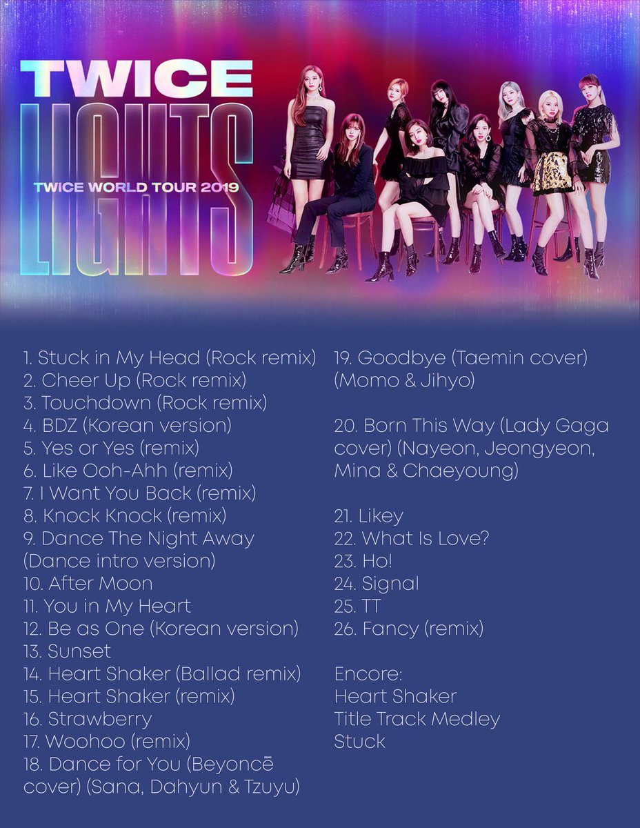 NayeonNabong's tweet photo. If you have 1 chance to go back and experience 1 of these past TWICE Concerts, which Concert will you go to? Which setlist do you think is the best? 🍭 https://t.co/J8qnQF4C02
