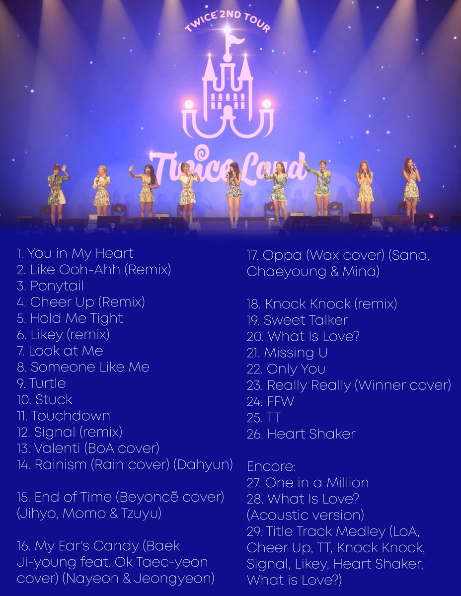NayeonNabong's tweet photo. If you have 1 chance to go back and experience 1 of these past TWICE Concerts, which Concert will you go to? Which setlist do you think is the best? 🍭 https://t.co/J8qnQF4C02