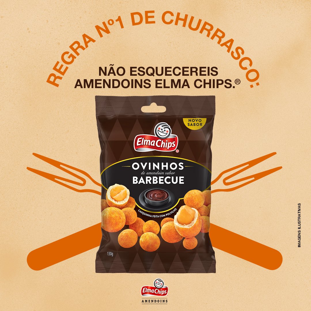 Amendoins Elma Chips®️ sabor barbecue é o match perfeito para o churrasco. Impossível esquecer, né?