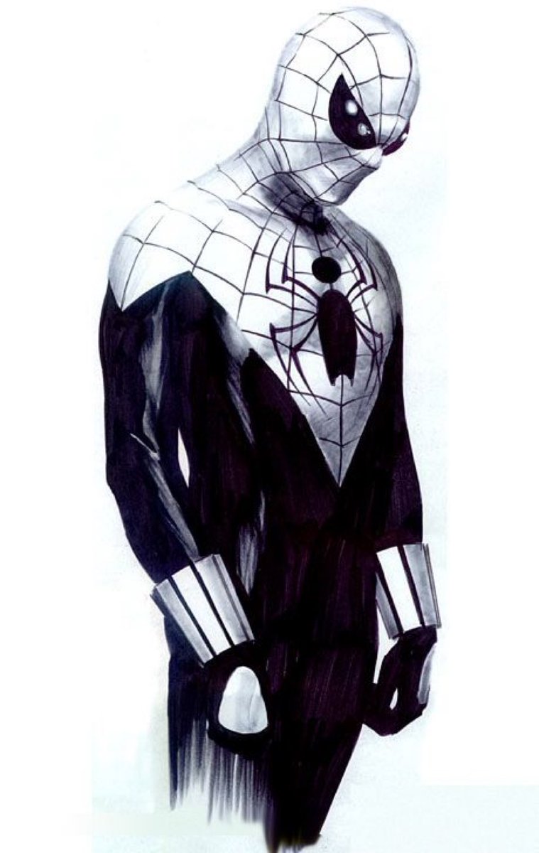 solo 1boy male focus superhero white background bodysuit spider web print  illustration images