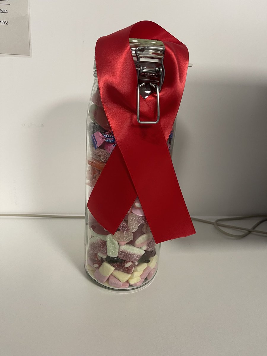 NightingaleNUH's tweet photo. 🩸 With world HIV approaching on the 1st of December, we are raising money for the @THTorguk Terrence Higgins trust who support people living with HIV 🩸 £1 per go to guess the number of sweets in the jar. https://t.co/xLSLwYKyMr