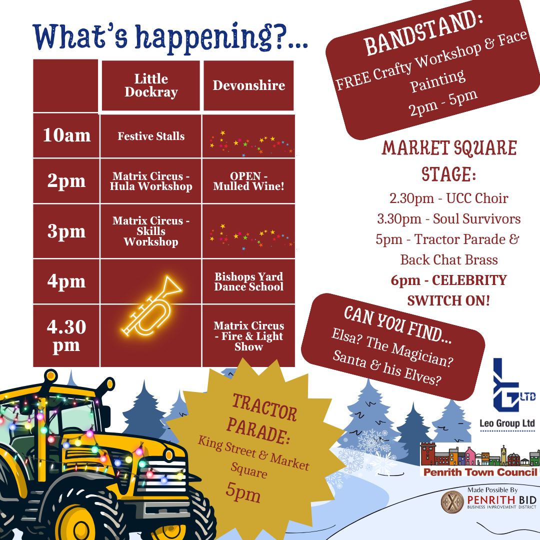 Penrith's Christmas Lights will be switched on this Saturday 18th November by our very own Helen Skelton as well as Emma Sherlock (former Radio Cumbria presenter) plus Santa will be there!

orlo.uk/6G1EO