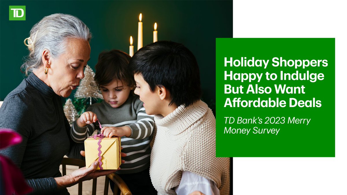 TD Bank's 2023 Merry Money Survey revealed how different generations are splurging or budgeting this holiday season. Check out the full results: bit.ly/49BYwE8