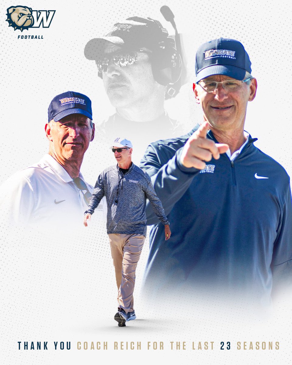 THANK YOU JOE REICH! After 23 seasons as the #WUFB coach, Reich is moving to a full-time role as Athletic Director 158 career wins - Most in WU history 2nd-most wins in SAC history Led WU to 5 play-off bids Program-record 11 wins in ‘22 1st-ever national quarterfinals in ‘22