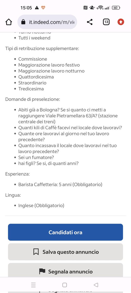 CharlyMatt's tweet photo. Al titolare di questo bar non hanno spiegato che chiedere se si hanno figli è vietato dal Codice delle Pari Opportunità.

Infatti è così ignaro che la domanda l'ha scritta nero su bianco su Indeed. https://t.co/lhasyxm3L8