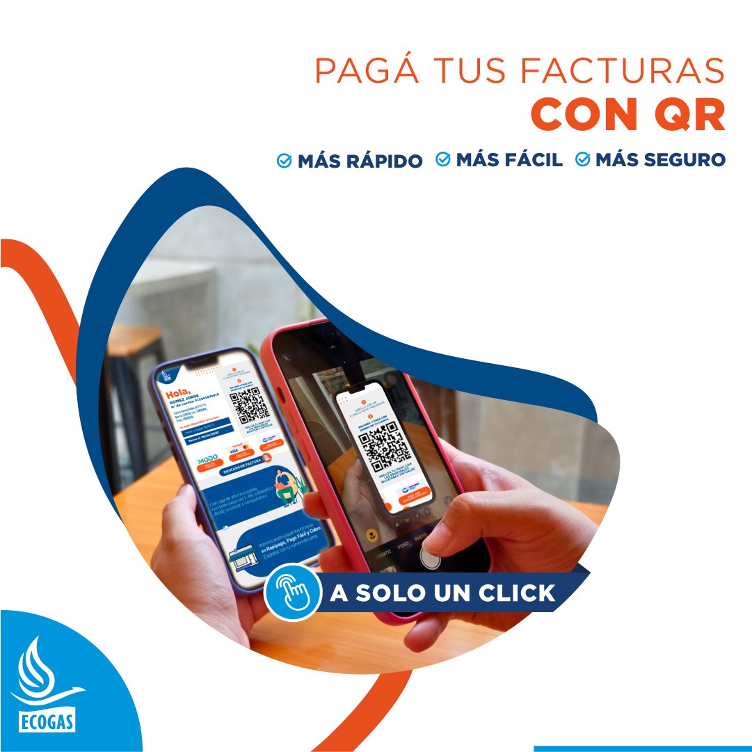 EcogasArg's tweet photo. ¡Pagá con Qr!
✅ Escaneá el código QR de tu factura con tu celular a través de una app de pago
✅ No necesitás entregar tu tarjeta ni llevar efectivo.
✅ Al escanear el QR con la app, seleccionás el medio de pago de tu preferencia y listo. 
¿Ya lo probaste? https://t.co/r24A1dhbEp
