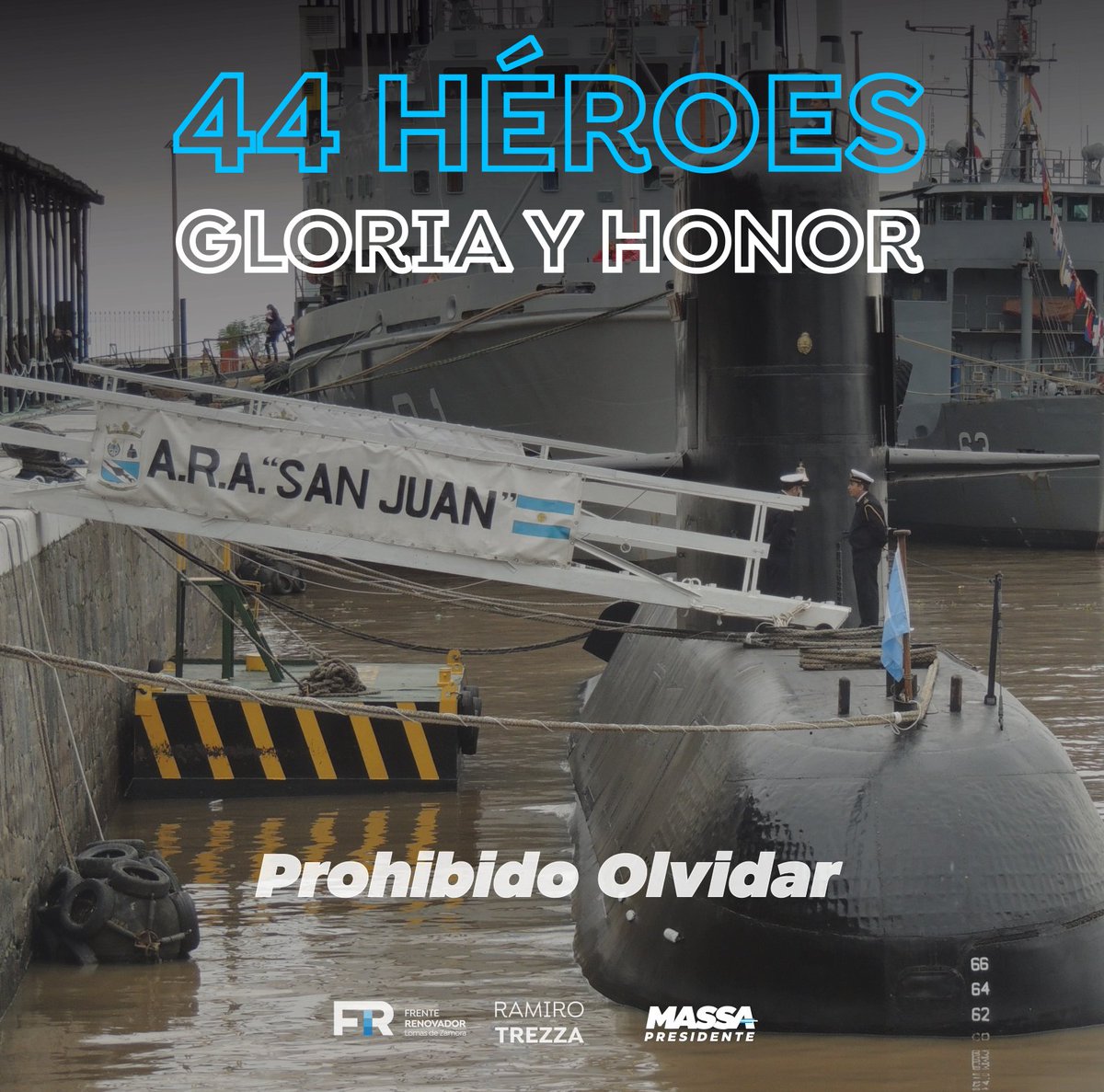 RamiroTrezza's tweet photo. Hoy se cumplen 6 años de la última comunicación del submarino #ARASanJuan  🇦🇷⚓️. Honramos la memoria de los 44 tripulantes y renovamos el pedido de verdad y justicia.  Total compromiso y apoyo a familiares y seres queridos.

#44Presentes #44Heroes #NoOlvidar https://t.co/DZet7R6QUm