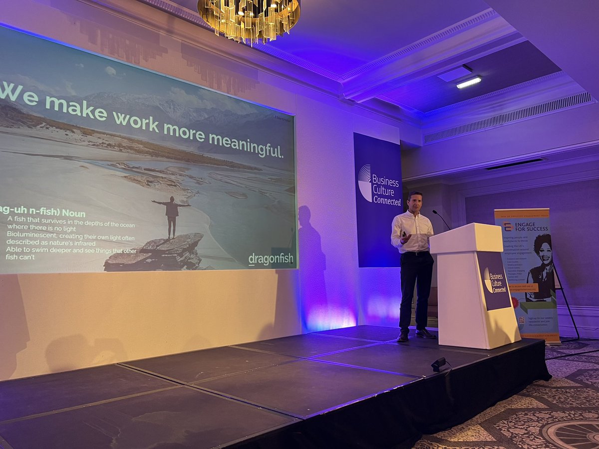 In reimagining culture and #employeeexperience, all roads go to leaders. Make sure you’re not just communicating the vision but taking ppl on the journey. Great session by <a href="/niallcluley/">Niall Cluley</a> &amp; Andree Gowar <a href="/dragonfish_uk/">dragonfish</a> at Business Culture Connected #bcas23