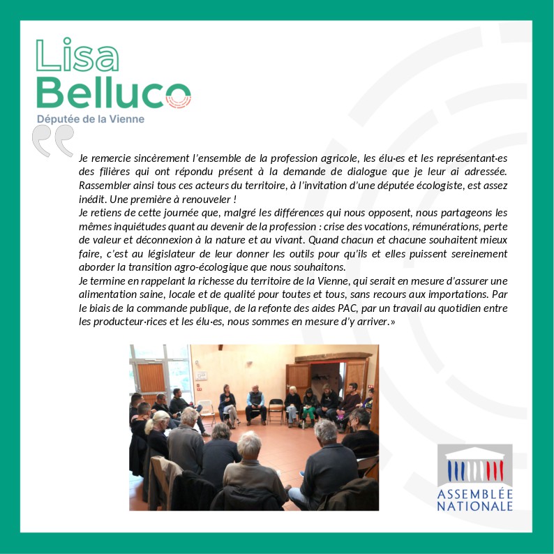 LisaBelluco's tweet photo. 🧑🌾🚜 Retour sur la rencontre #SurLeChamp de ce lundi, en compagnie de nombreux·ses acteur·rices de l'agriculture en Vienne. Encore merci à elles et eux d'avoir répondu si nombreux·ses à mon invitation. 🙏 https://t.co/U5LsRJqayh