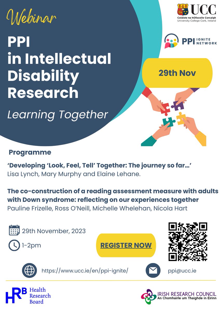 PPI_Ignite_UCC's tweet photo. 📢Upcoming Webinar
PPI in Intellectual Disability Research: Learning Together
🗓️29th Nov
⏰1-2pm
Registration now open: https://t.co/a02P2rCX4V
#PPI #PPIIgnite #publicinvolvement #intellectualdisability #inclusiveresearch #inclusionhealth @PPI_Ignite_Net https://t.co/WrmLArrkut