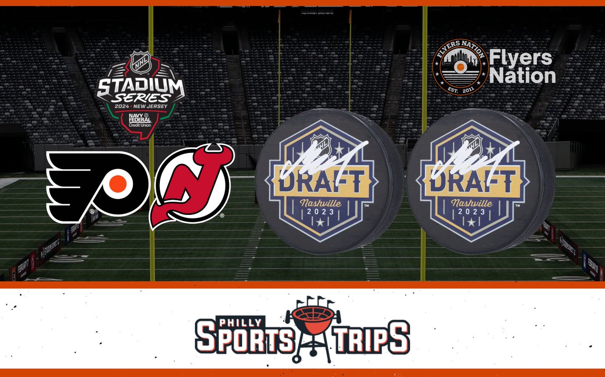 Flyers Nation (@flyersnation) on Twitter photo 🚨 GIVEAWAY ALERT 🚨
Enter to join FN at MetLife!
1. Two free tailgate passes to our 2024 Stadium Series Trip
2. Two Matvei Michkov autographed 2023 NHL Draft pucks
TO ENTER:
1) Retweet
2) Must be following <a href="/FlyersNation/">Flyers Nation</a> and <a href="/SportsTripsPHL/">Philly Sports Trips</a>
Winner selected 12/6 (US only) 🚨 GIVEAWAY ALERT 🚨
Enter to join FN at MetLife!
1. Two free tailgate passes to our 2024 Stadium Series Trip
2. Two Matvei Michkov autographed 2023 NHL Draft pucks
TO ENTER:
1) Retweet
2) Must be following <a href="/FlyersNation/">Flyers Nation</a> and <a href="/SportsTripsPHL/">Philly Sports Trips</a>
Winner selected 12/6 (US only)