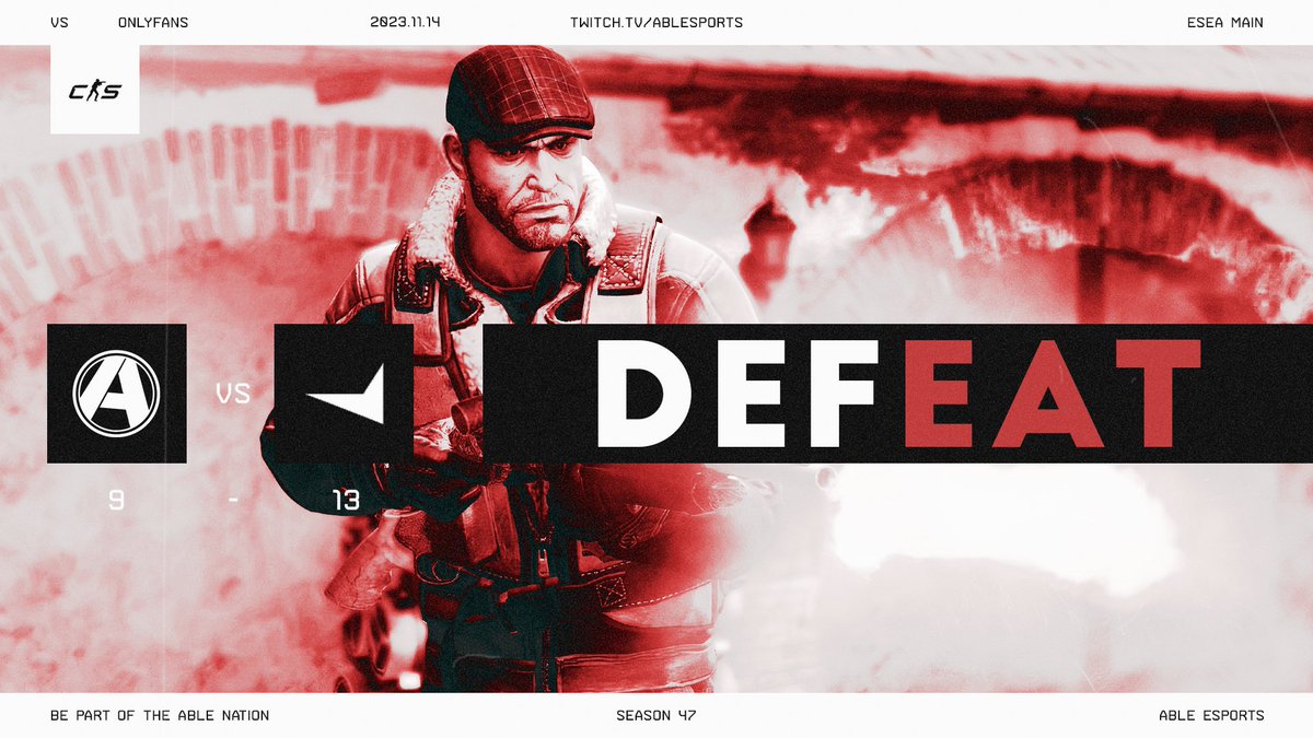 Our #CS squad unfortunately takes the L last night against OnlyFans in their #ESEA Main matchup. GGwp!

We fall to 4-3 on the season. Tune in again on Thursday as we look to bounce back!