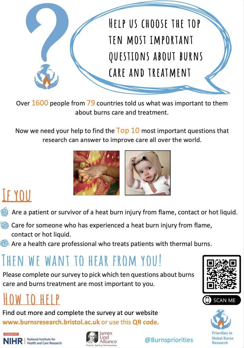 burnspriorities's tweet photo. Are you a #burnsurvivor or care for someone who has experienced a #burn injury? Tell us what is most important to you and help us shape the future of global burns care. Complete our survey here https://t.co/hUOXDzng01 https://t.co/h1Vn8vfeB3