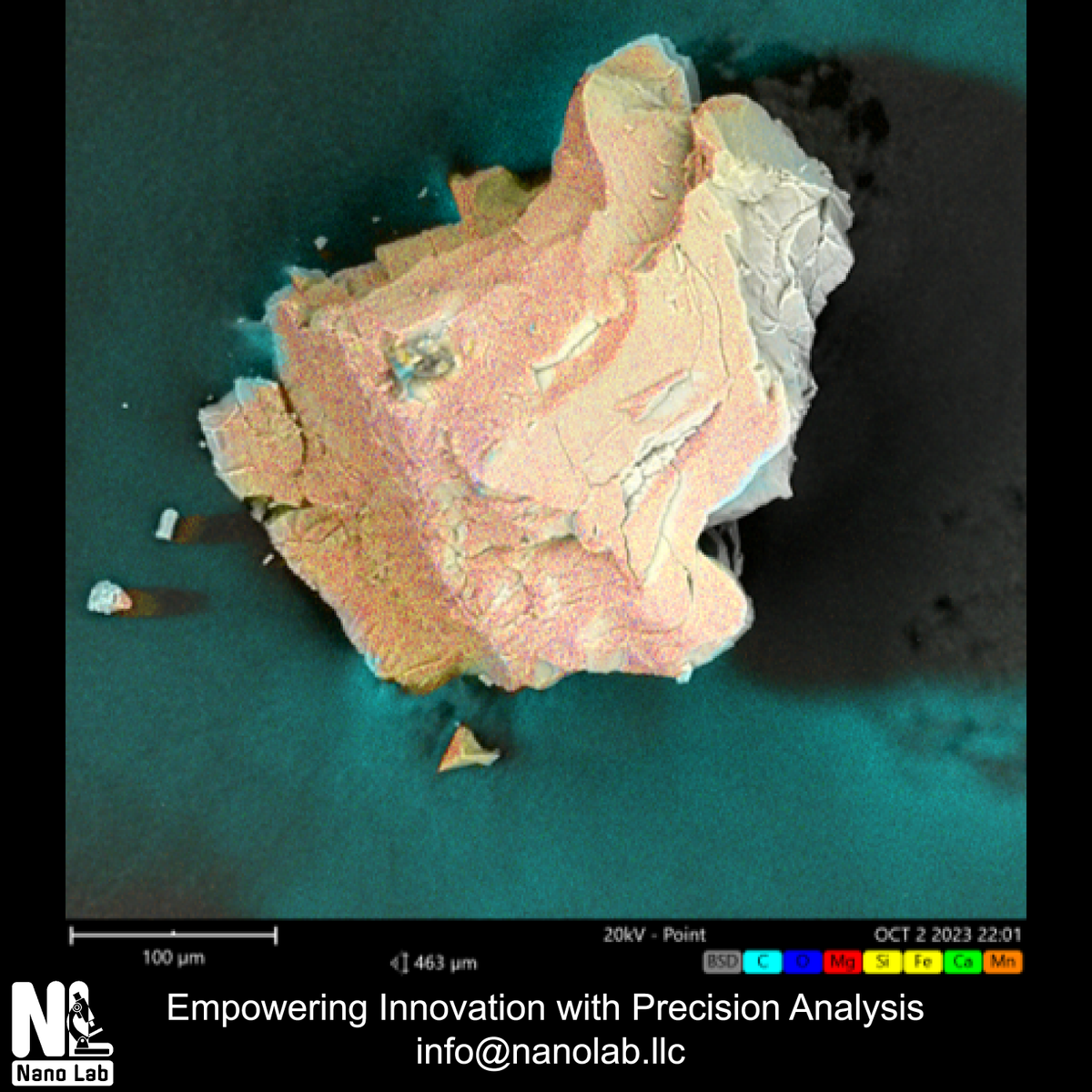 NanoLabLLC's tweet photo. Recently at Nano Lab, we had the privilege of analyzing a microscopic fragment of the NWA 6950 Lunar Gabbro meteorite. This celestial traveler, discovered on the Mali-Algeria border in 2011, weighed about 1.6 kg initially, while our fragment is just a tiny glimpse into the cosmos https://t.co/OrOf7ylmAB